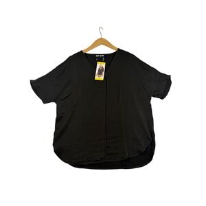 DKNY Jeans Womens Black V-Neck Short Sleeve Blouse Top Size S NWT 1673715